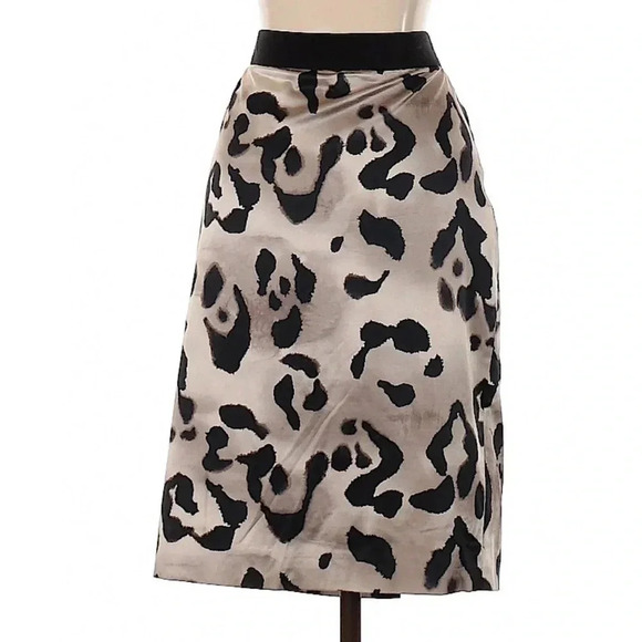 Ann Taylor Animal Leopard Print Silk Exposed Zipper Pencil Skirt Size 4 S Small - Picture 2 of 7